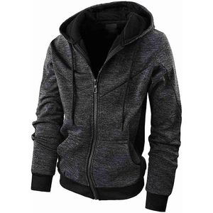 Sudadera con Capucha y Cremallera para Hombre, Color Sólido, Corte Regular Informal, para Otoño, Material de Poliéster Tejido de Felpa - Product Image 1