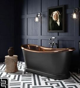 Baignoire autoportante ovale en cuivre antique, baignoire de luxe pour villa, salle de bain, spa - Product Image 3