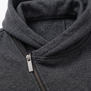Sudadera con capucha y cremallera para hombre, de algodón grueso, felpa francesa, corte regular, estilo urbano de invierno, de secado rápido y antiarrugas - Product Image 4