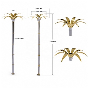 Escultura de Palmera de Acero Inoxidable Art Deco Premium, Hojas de Latón con Acabado Dorado, Hecha a Mano y Personalizable para Hoteles de Lujo - Product Image 4