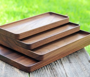 Ensemble de plateaux de service rectangulaires en bois, design minimaliste, plateau décoratif en bois artisanal, plateau de service - Product Image 1