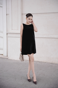 Vestidos Mini de Verano con Cuello Barco, Corte en A, Holgados, de Terciopelo Tejido, Minimalistas, de Manga Regular, Transpirables, OEM ODM - Product Image 2