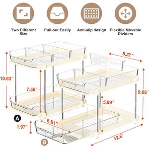 Organizzatori impilabili a 2 livelli per lavabo, contenitori multiuso per dispensa da cucina e armadietto estraibile per medicinali - Product Image 3