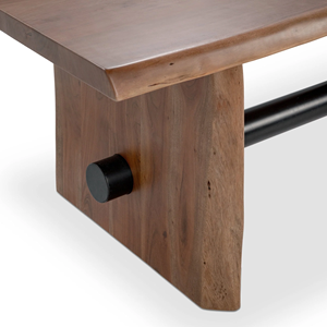 Industrial Solid Acacia <b>Wooden</b> Live Edge 2'' Thick Durable <b>Top</b> 2 Curve Natural Edge Legs Deep Grain Finish Hot Home Dining <b>Table</b> - Product Image 6