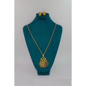 Gold Plating Pendant <b>Set</b> High Quality 18K 24K Gold Look Indian <b>Jewelry</b> Party Traditional Pendant <b>Set</b> With Earrings <b>for</b> <b>Women</b> - Product Image 5