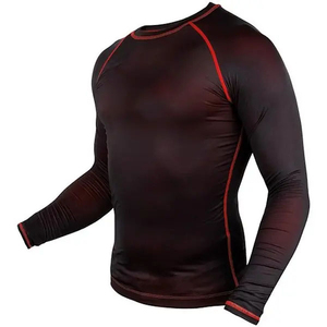 New Design Pakistan Manufactured Rash Guards Shine Black Colour Fitness Wear <b>Compression</b> <b>Shirts</b> For Adults - Product Image 2
