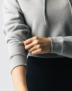 Custom Designer Front Logo Printed <b>Winter</b> High Quality Oversized Long Sleeve Crop <b>Top</b> Pullover Hoodie for Women - Product Image 5