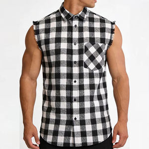 เสื้อเชิ้ตแฟลนเนลแขนกุดลำลองลดราคาพิเศษ ทรงปกติ ติดกระดุม ผ้าไม่ยับ แฟชั่นหรูหรา - Product Image 6