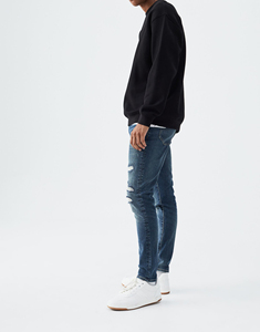 2025 High Quality <b>Jeans</b> <b>Men</b> Streets Styles Custom Logo Designer Brand Hip Hop Stretch Ripped Denim <b>Men</b> <b>Jeans</b> - Product Image 5