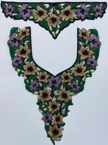 Women's Fashion Embroidery Neck <b>Patches</b> Elegant Floral Design <b>Sew</b>-<b>On</b> Soft Orgeza Fabric Casual Festive Wear Home Textiles Honey - Product Image 4