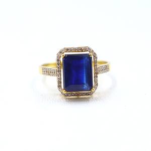 Anillo de Plata de Ley 925 Chapado en Oro con Cianita Azul Intenso Natural, Anillo con Piedra Tallada, Anillo con Gema de Diamante, Regalo - Product Image 5