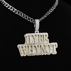 <b>Initials</b> Letter <b>Pendant</b> Moissanite Hip Hop <b>Pendant</b> Iced Out <b>Pendant</b> Rapper Bling Bust Down <b>Pendant</b> Pass Diamond Tester <b>Pendant</b> - Product Image 3
