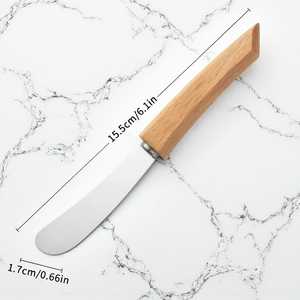 Stainless Steel Sheepsfoot Knife Wood Handle 0.6mm Thickness Kitchen Utility Blade Straight Edge DIY Crafting <b>Tool</b> - Product Image 2