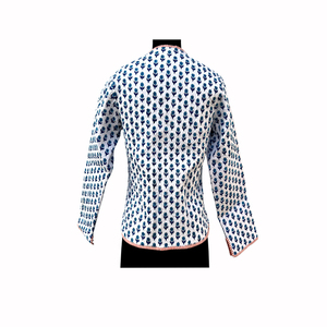 เสื้อแจ็คเก็ตขนแกะผู้หญิงแบบสั้นสำหรับฤดูหนาว พิมพ์ลายบล็อกอินเดียด้วยมือ ระบายอากาศได้ดี ติดกระดุม กลับด้านได้ ผลิตจากผ้าฝ้าย 100% ขายดี - Product Image 5