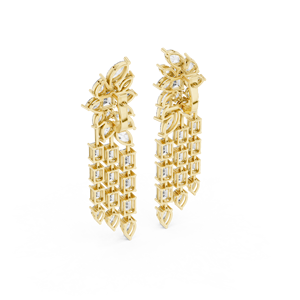 Candelabros ROYAL CASCADE con diamantes cultivados en laboratorio, engastados en oro amarillo de 18 quilates, para compromiso, boda, regalo de San Valentín, uso diario. - Product Image 3