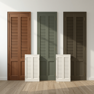 Rustic Solid Wood Interior Louvered Doors with Functional Side Opening Design and Premium Surface Treatment - Product Image 1