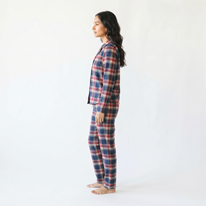 Women Fannnel <b>Pajama</b> Set 100% Cotton Mid Drawstring High Waist Sleep Over Night Wear Casual Regular Fit Plaid <b>Flannel</b> Set - Product Image 3