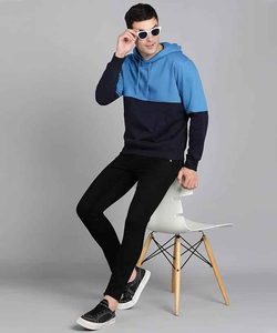 <b>Men's</b> Color Blocking Hooded Sweatshirt <b>Fleece</b> Pullover Casual Regular Fit With Pocket Autumn Wear <b>Men</b> Hooded sweatshirt - Product Image 2