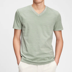T-shirts décontractés pour femmes, col en V, en coton blanc, à manches courtes, tricotés, coupe classique, respirants, prix abordable, OEM - Product Image 2
