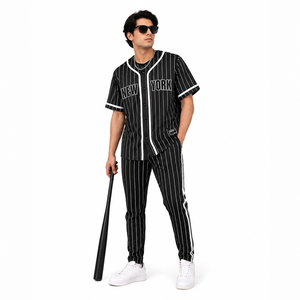 Conjunto de Uniforme de Béisbol Five B para Hombre, Jersey y Pantalones a Rayas Blancas y Negras, Transpirable, de Alta Calidad, Ropa Deportiva para Equipo Adulto - Product Image 2