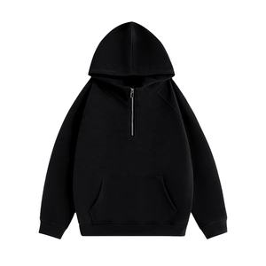 New Arrival Casual Good Selling Men's Quarter Zipper Hooded Hoodies 100% Cotton Fleece Breathable Long Sleeve Sweatshirts - Product Image 3