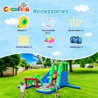Parc aquatique gonflable Cocofish Oxford, toboggan aquatique gonflable à double voie avec piscine à jets d'eau, jeux aquatiques gonflables pour enfants