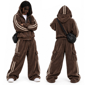 Ensemble de survêtement 2 pièces pour homme, imprimé léopard, sweat-shirt oversize et pantalon de survêtement à jambes larges, streetwear décontracté, vêtements de détente - Product Image 2