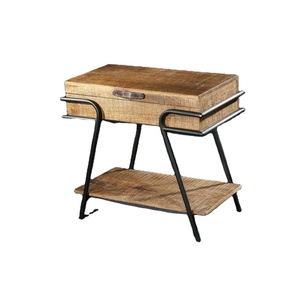 Mesa consola moderna de lujo, de madera maciza de mango negro, base de Metal antiguo, gabinetes de pasillo para sala de estar, uso doméstico para hoteles y centros comerciales - Product Image 1