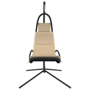 Chaise suspendue de jardin de taille moyenne en acier thermolaqué Oxford crème et noir pour balançoires de patio - Product Image 3