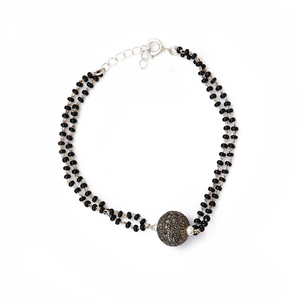 Natural Black <b>Top</b> Selling Latest Design Bead Bracelet Sterling Silver <b>Beaded</b> Women and Girls Sterling Silver Bracelet Jewelry - Product Image 1