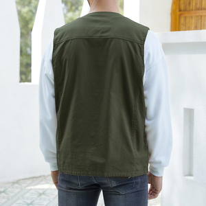 Heavy Duty Men Canvas <b>Vest</b> Durable Workwear Body Warmer Custom Logo Stitched Cotton Fabric Sleeveless Jacket For Workwear - Product Image 3