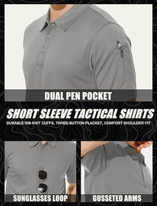 เสื้อเชิ้ตแทคติคอลผ้าโพลีเอสเตอร์ 100% คุณภาพสูง ป้องกันรอยยับ แห้งเร็ว แขนยาว ติดกระดุม 3 เม็ด สำหรับผู้ชาย - Product Image 2