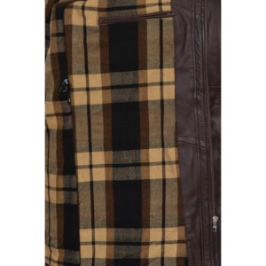 Custom 100% Genuine Lambskin Napa Leather <b>Men's</b> <b>Duffle</b> <b>Coat</b> Brown Hooded Toggle Trench Jacket Winter Overcoat Wholesale Supplier - Product Image 6