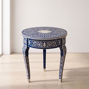 Best Quality Handmade <b>blue</b> floral Bone Inlay <b>Bedside</b> <b>Table</b> Made of Wood for Decoration From India. - Product Image 2
