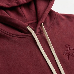 Men's <b>Maroon</b> Hooded Tracksuit Full Sleeve Solid Color Casual Sweatshirt and Pants Set with Front Logo and Side Pockets - Product Image 4