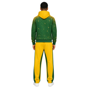 Custom Two Tone High Quality Color Block Full Zip Hoodies and Sweatpants Sets 100% Cotton Fleece Casual Regular Fit Activewear - Product Image 3