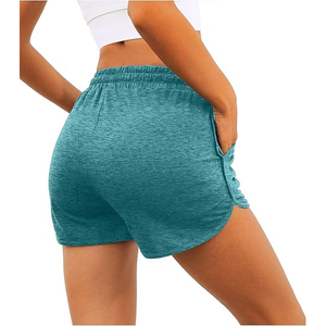 Shorts découpés au laser pour femme, en polaire perforé, taille haute, poches latérales, cordon de serrage, taille élastique, coupe décontractée, pour l'été - Product Image 5