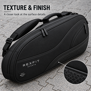 Bolsa de raqueta de squash negra personalizada con correa de hombro acolchada y bolsillo lateral con cremallera para entrenamiento y viajes al campo, estilo duradero. - Product Image 5