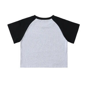 T-shirt en coton et élasthanne 240 GSM pour femme, manches raglan, col rond, coupe courte, décontracté, été, pour adultes et enfants, toutes tailles - Product Image 2