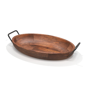 Plateau de service ovale en bois avec motif floral, plateau décoratif pour café, thé, collations, décoration intérieure, plateau imprimé floral - Product Image 2