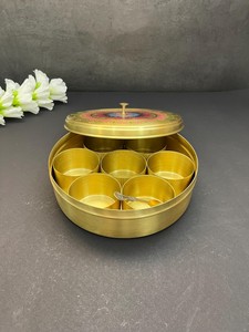 Decorative Brass <b>Spice</b> Container <b>Set</b> for Kitchen Storage - Product Image 3