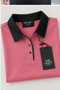 เสื้อยืดผู้หญิงสีชมพู แบรนด์ Vibe Craft แขนสั้น สีพื้น ผ้าถักลำลอง 100% คอตตอน แห้งเร็ว ระบายอากาศได้ดี พิมพ์ลายตัวอักษรด้านหน้า - Product Image 5