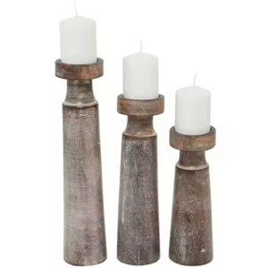 Ensemble de 3 chandeliers en bois bleu ciel, design conique, pour la décoration de la maison, de mariage et de Noël, chandeliers faits à la main - Product Image 5