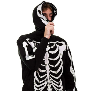 Sudadera con capucha y cremallera completa con estampado de esqueleto personalizado, 100% algodón, gruesa, de invierno, unisex, transpirable, de secado rápido, forro polar ecológico - Product Image 5