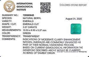 มรกตสีเขียวทรงแปดเหลี่ยม 3.57 กะรัต จากแซมเบีย พลอยหลวม - Product Image 6