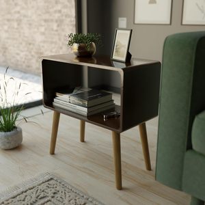 Retro Bookcase Nightstand, End <b>Table</b>, Bed <b>Side</b> <b>Table</b> for <b>Small</b> Spaces Magazine Stand with Storage Engineered Wood - Product Image 3