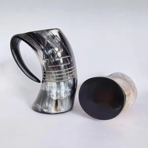 Mug à boire artisanal en corne naturelle, écologique, avec poignée courbée, design vintage, style rustique, Rehman Craft Uttar - Product Image 3