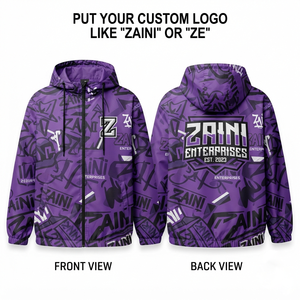 Premium Polyester/Nylon 120 GSM Men Winter <b>Waterproof</b> Windbreaker <b>Jacket</b> <b>Light</b> Blue Custom Logo Front Digital Printing OEM - Product Image 1