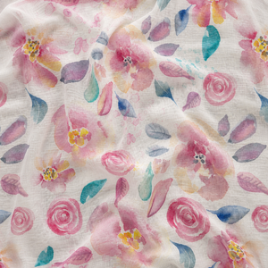 Tissu Mousseline Bio Premium Rose Rouge Grenadier Imprimé Numérique Motif Fleur de Rose Vintage Écologique Léger - Product Image 2