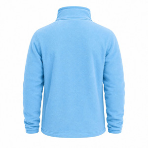 Veste en polaire bleu clair pour homme, fermeture éclair intégrale, col montant, broderie de logo personnalisée, vêtements décontractés pour l'automne - Product Image 4